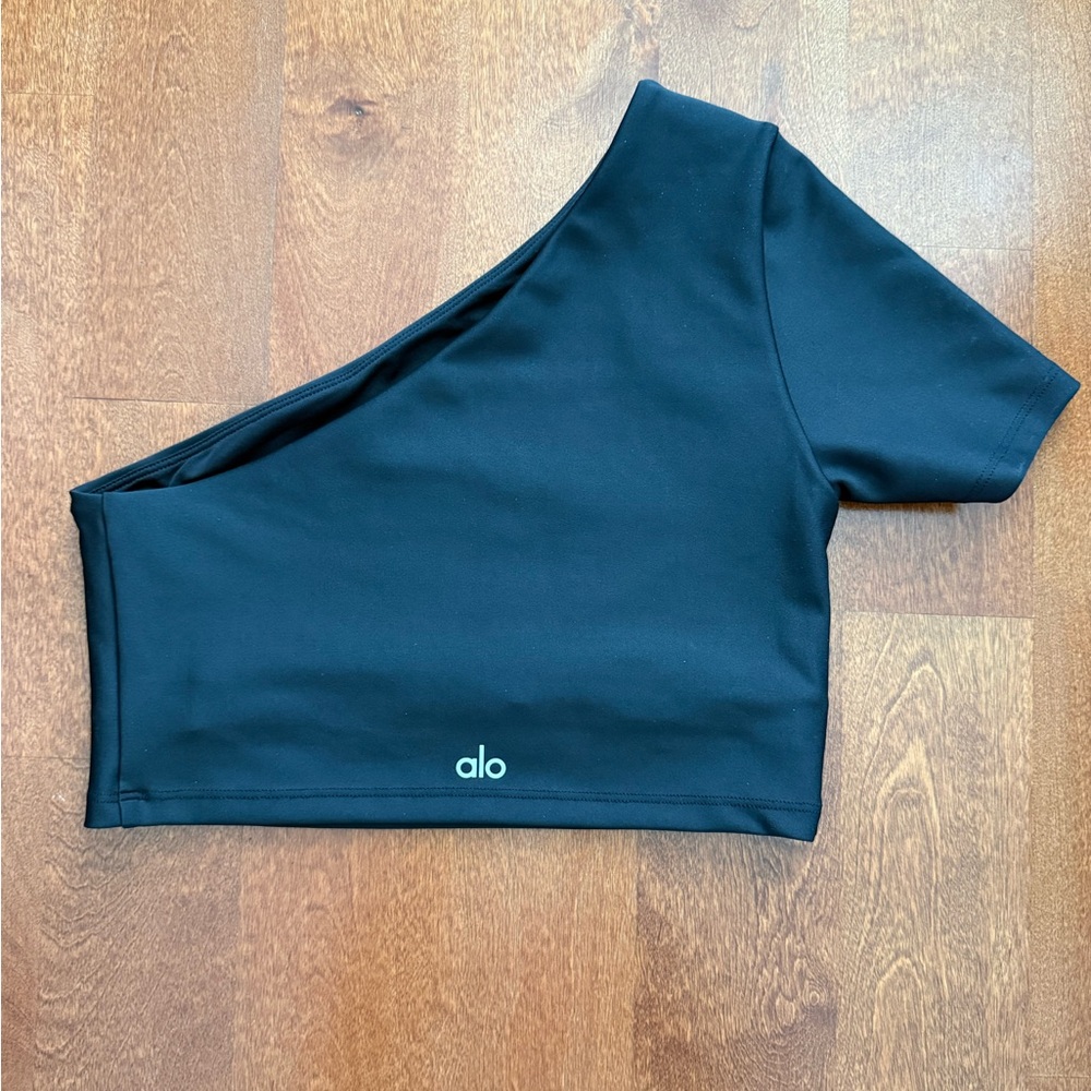 Alo Women’s One-Shoulder Black Crop Top